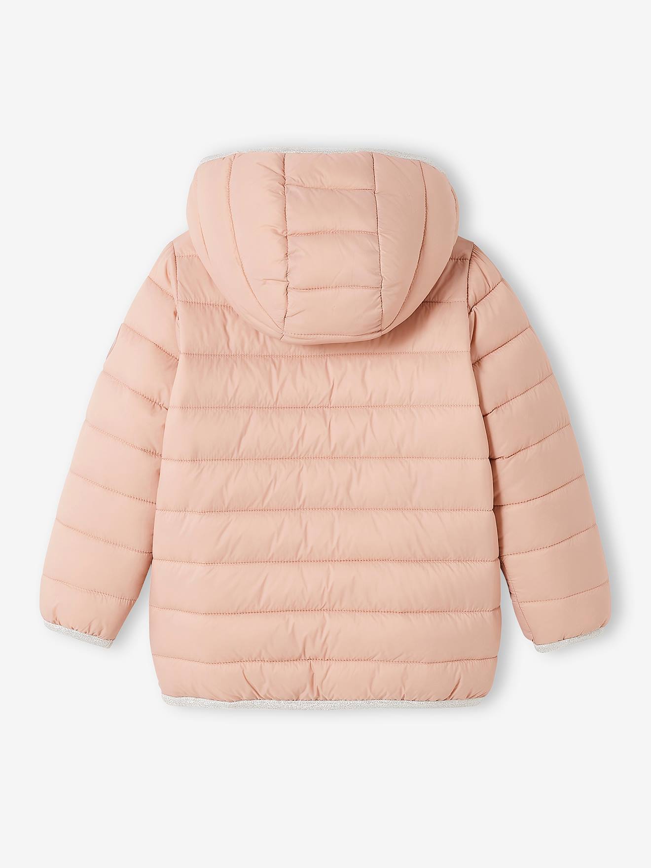 Doudoune à capuche légère réversible fille anthracite imprimé