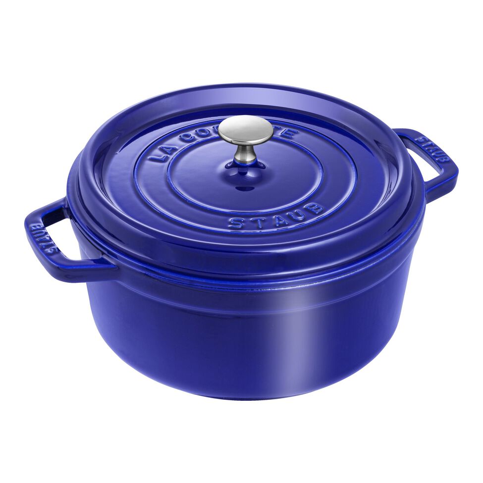 Cocotte 24 cm, rund, Dunkelblau, Gusseisen