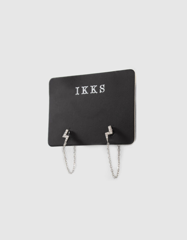 Boucles d'oreilles éclair et chaîne rock Femme