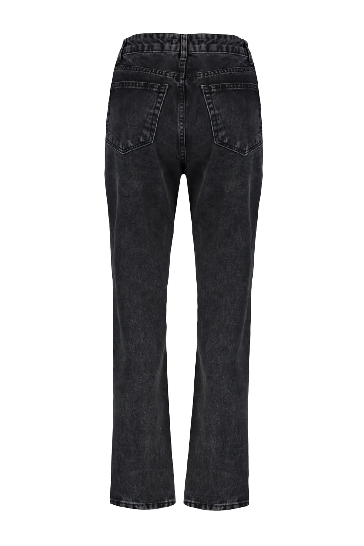 Trendyol Collection  Schwarze, nachhaltigere Jeans mit geradem Bein und hoher Taille TWOAW23JE00362