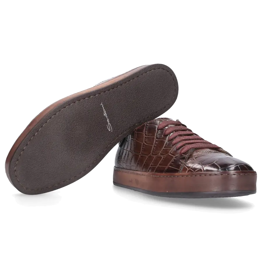 Santoni - Sneaker low 20756 Krokodilleder - braun