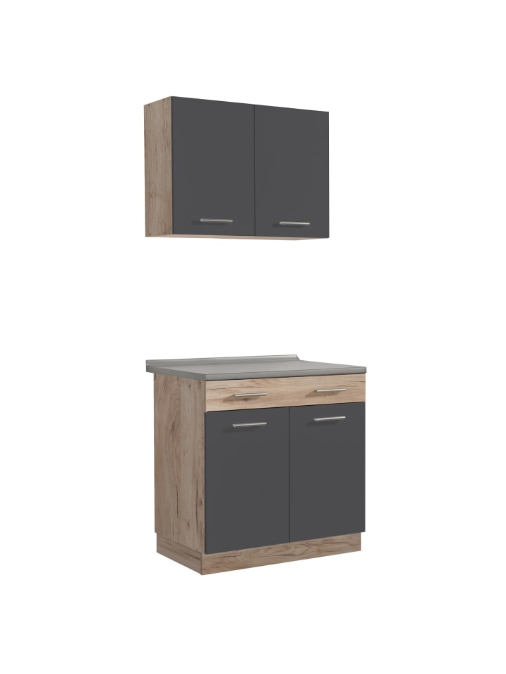 Homestyle4u Küchenzeile 80x207x60 in Grau günstig kaufen onesize