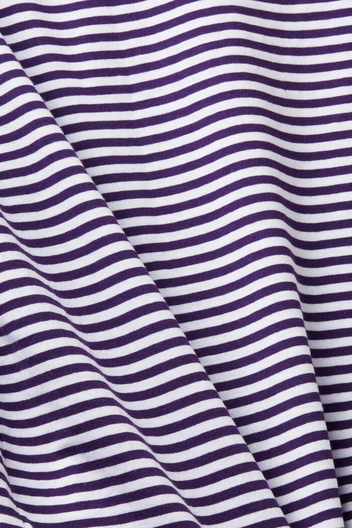 Gestreiftes Baumwoll-T-Shirt mit Stickmotiv