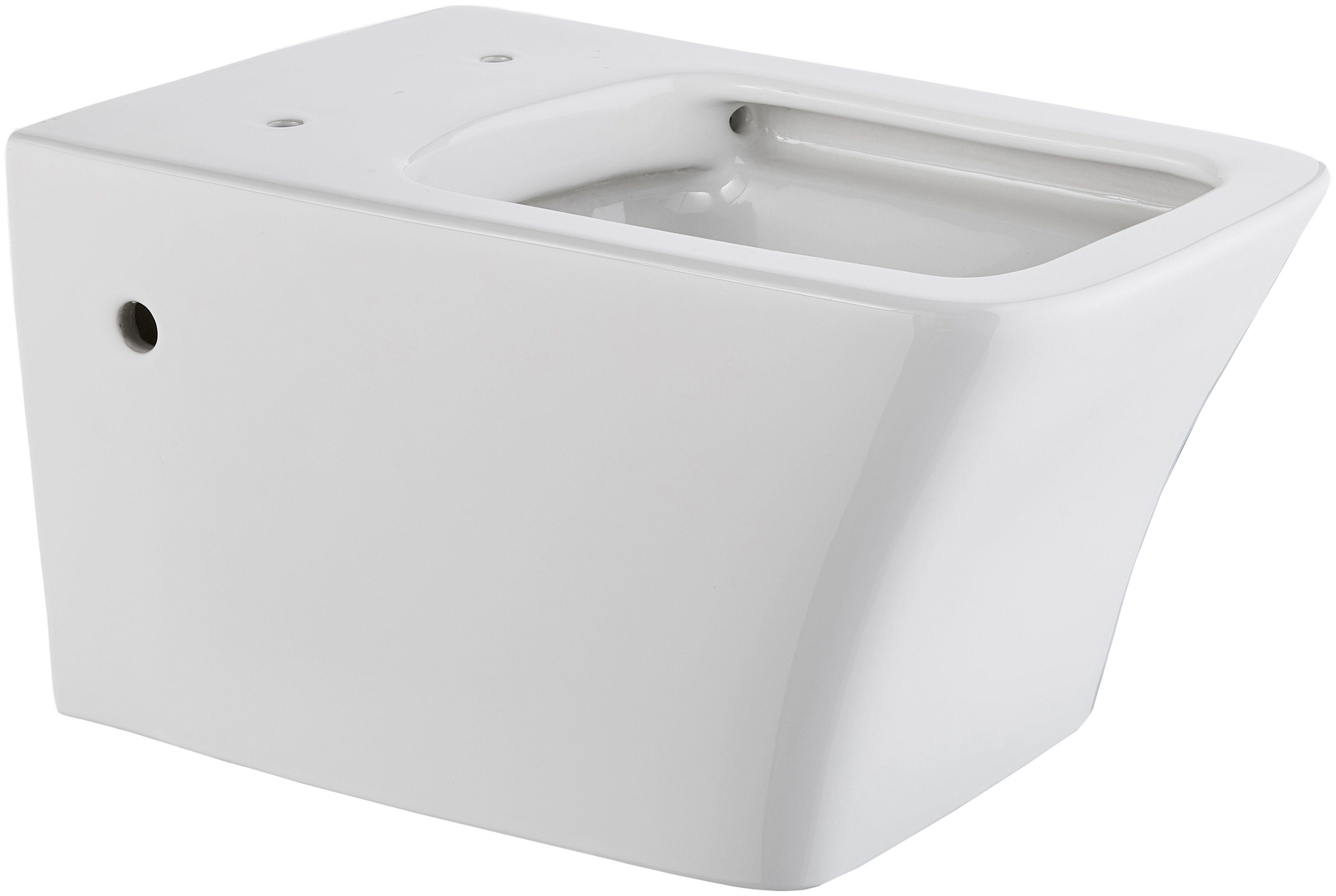 welltime Tiefspül-WC Trento eckig, wandhängend, Spülrandloses Tiefspül-WC, inkl. ToilettenSitz mit Softclose.