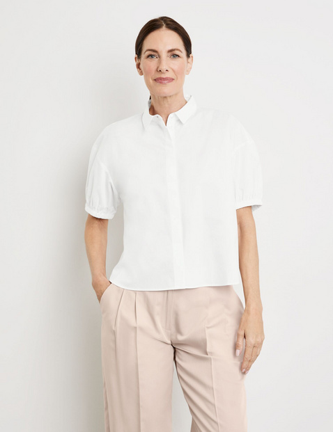 Baumwollbluse mit elastischem Ärmelsaum