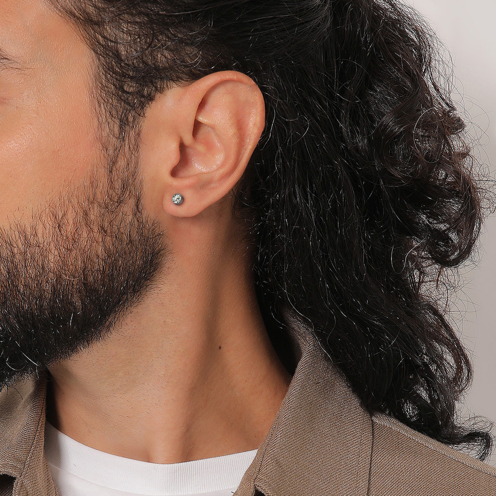 KUZZOI KUZZOI Boucles d'Oreilles Hommes clous d'oreilles ronds Modern Basique avec crist Boucles d'oreilles