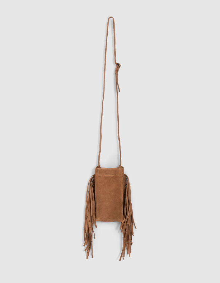 Sac pour smartphone camel à franges fille