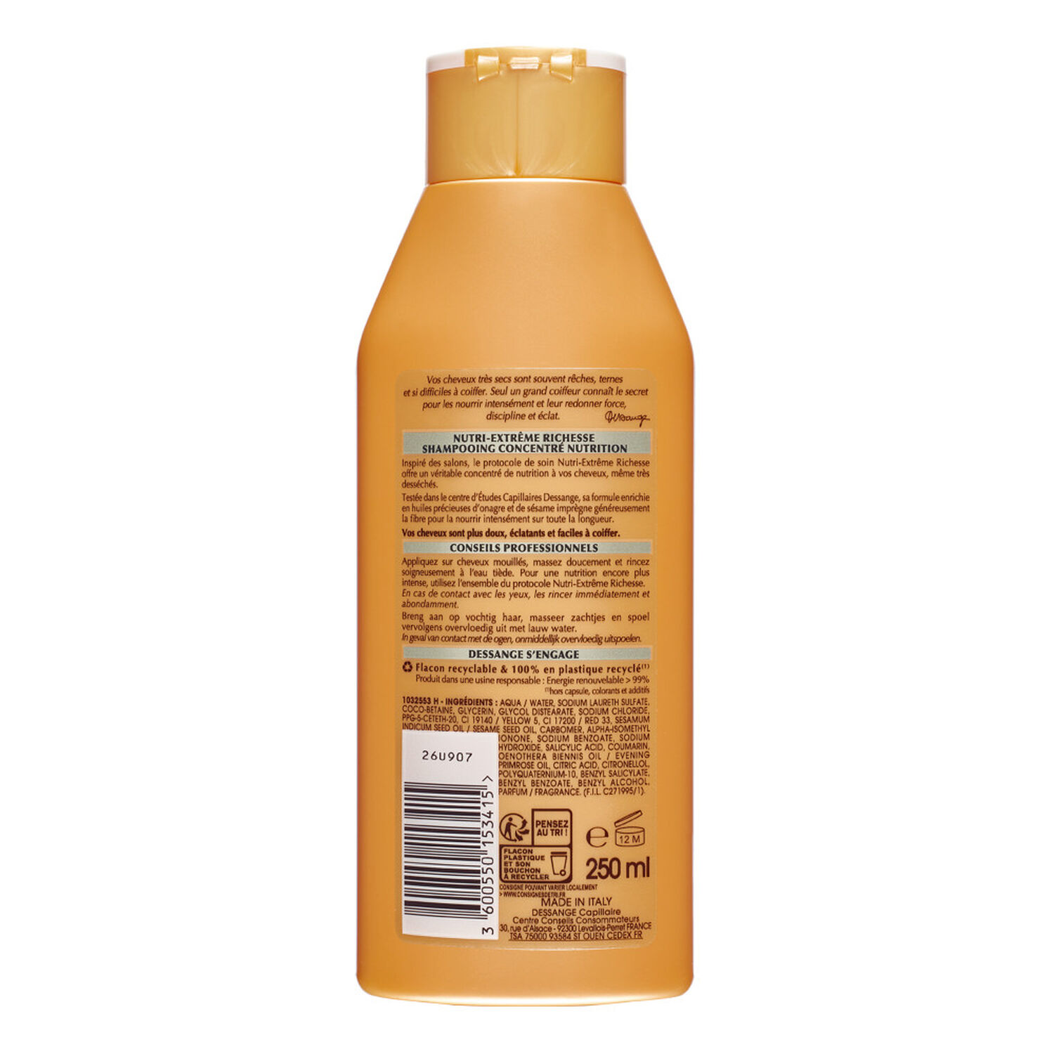 Dessange Nutri-Extrême Richesse Shampooing Concentré Nutrition Huile d'Onagre & Sésame