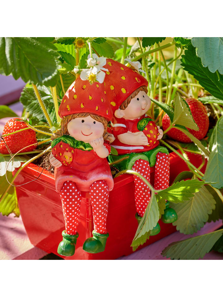 MARELIDA Kantenhocker Erdbeermädchen Lotte Gartenfigur H: 19cm in rot günstig kaufen onesize