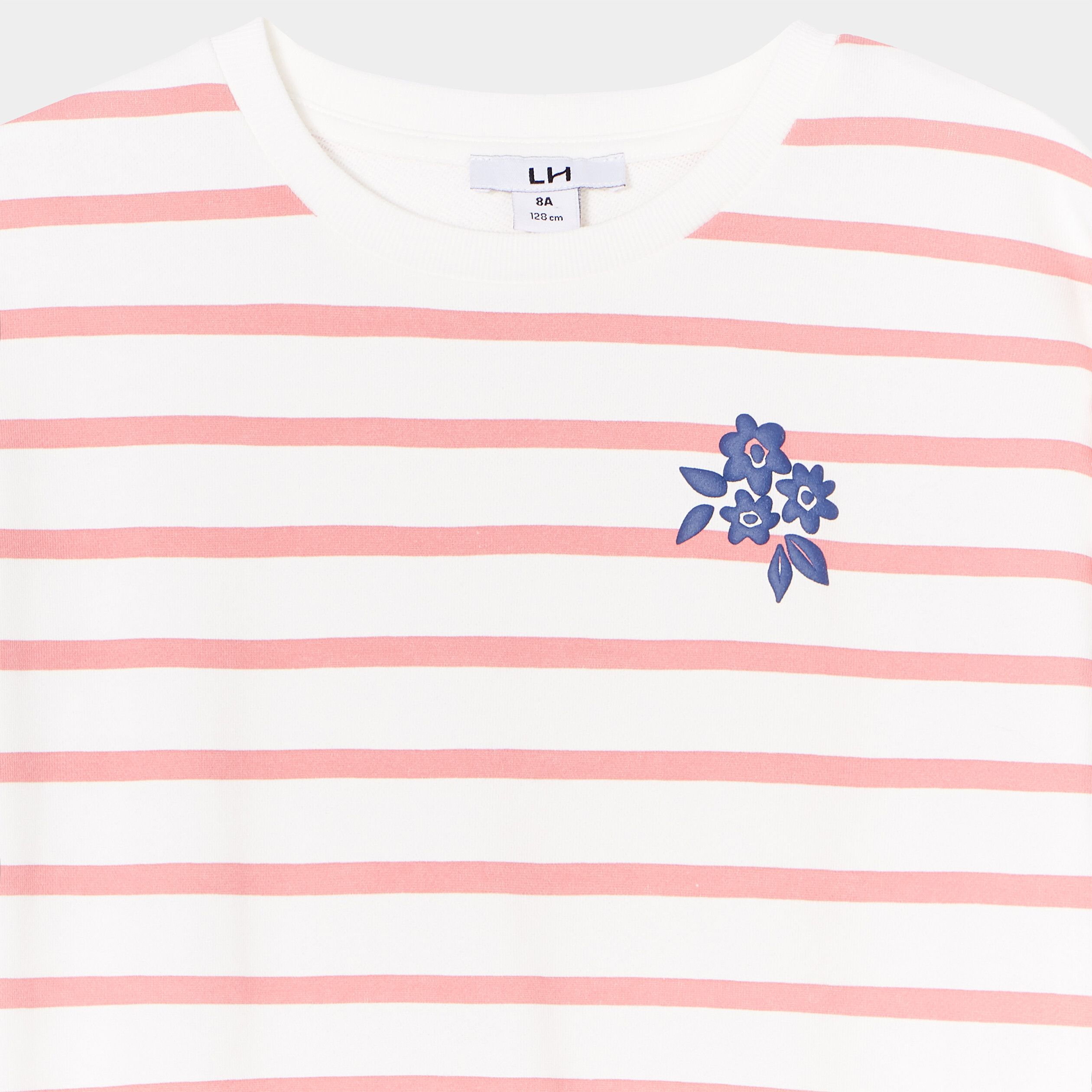 Sweat col rond manches longues blanc fille | La Halle