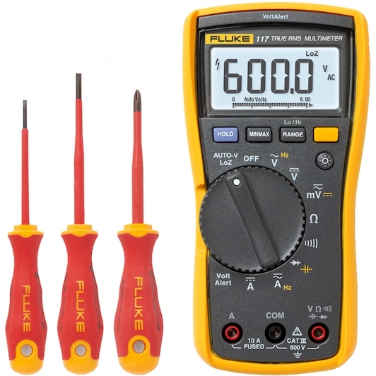 Fluke 5133953 IB117L Multimeter pre elektrikárov a 3 izolované skrutkovače