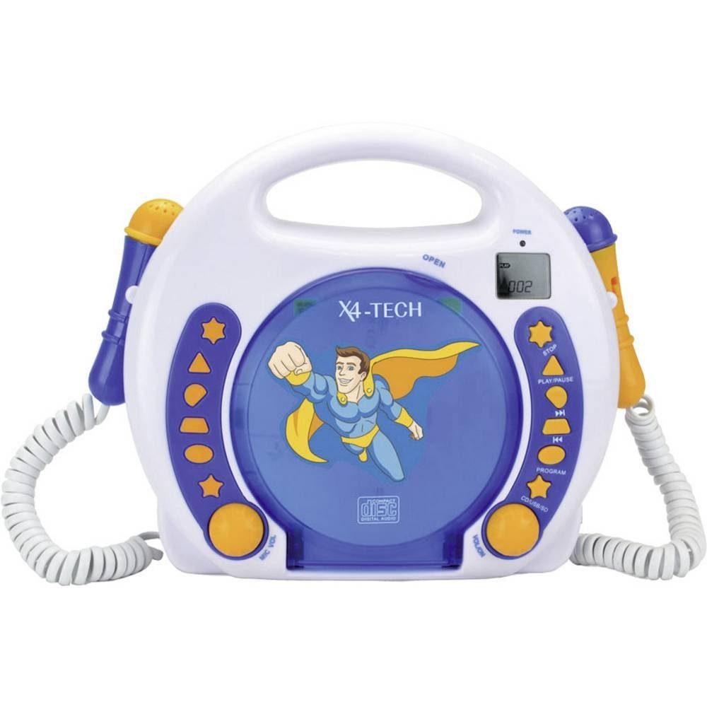 X4-TECH Kinder CD-Player CD-Player (Inkl. Mikrofon)