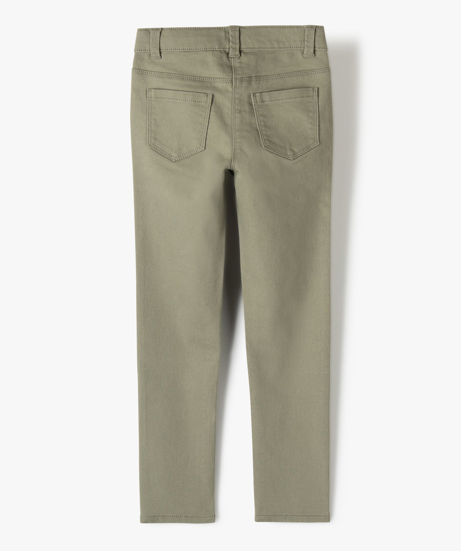Pantalon stretch coupe Slim uni fille kaki | GEMO