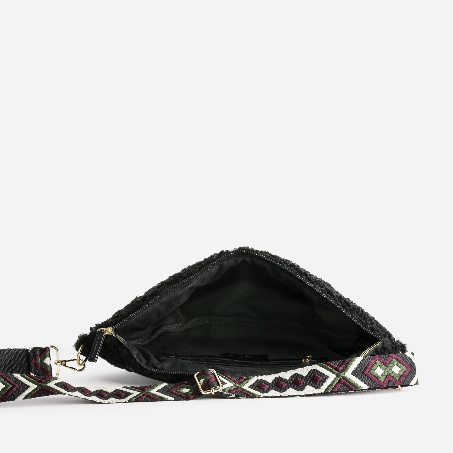 Sac banane TEXTO noir en tissu Sherpa