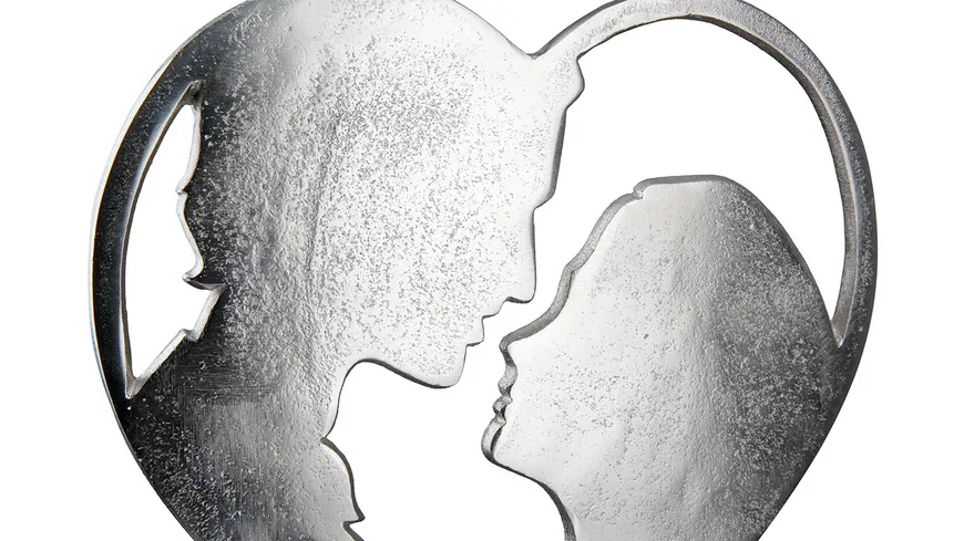 GILDE Aluminium Herz Liebespaar H=19cm silberfarben