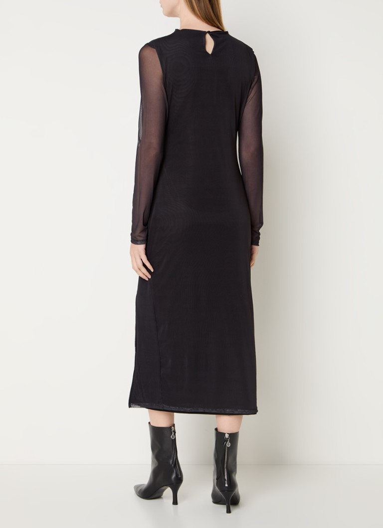 Vestido midi de malla color humo de French Connection con abertura