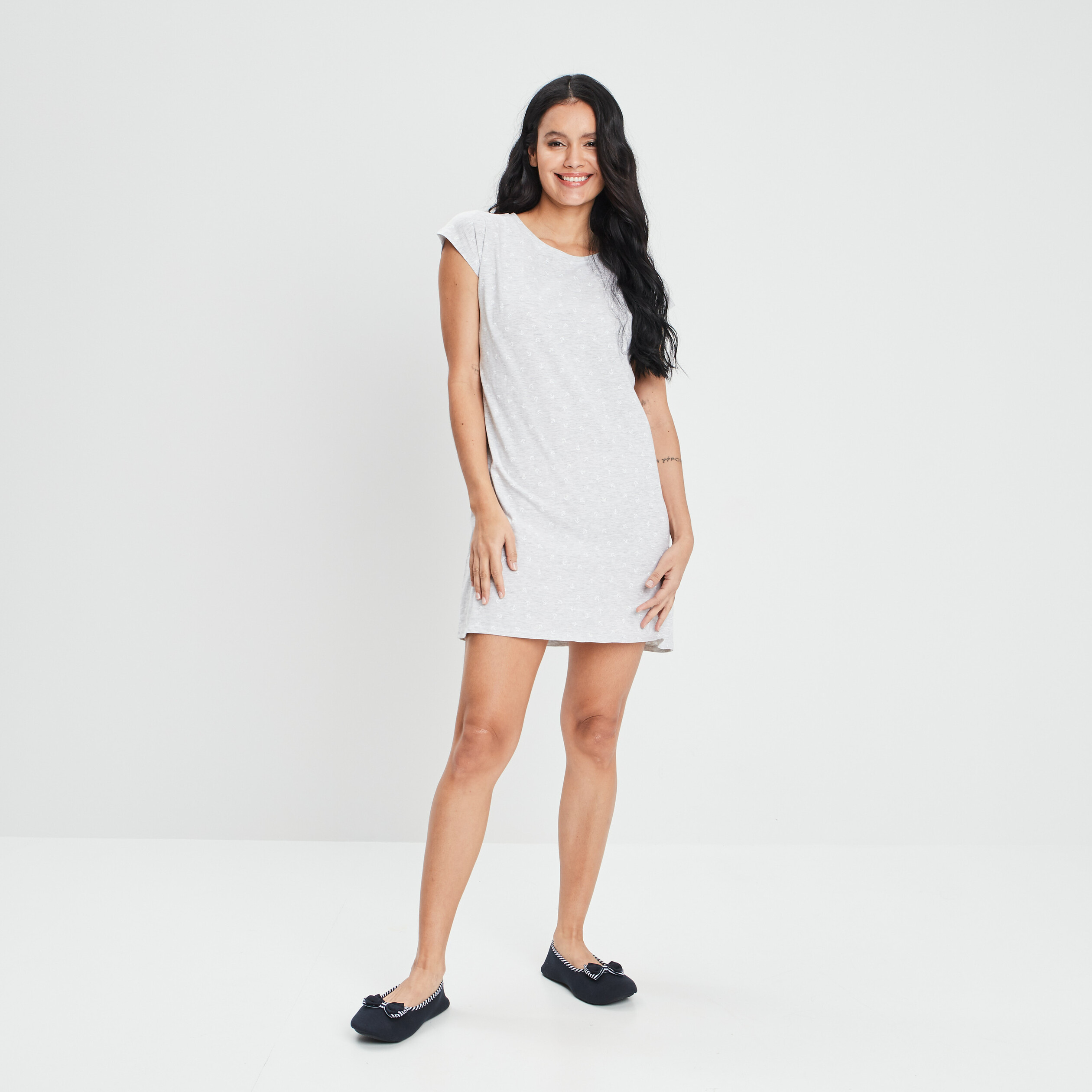 Chemise de nuit gris clair femme | La Halle