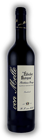 Lübecker Rotspon von Melle, Bordeaux AC Tradition, 2020, Bordeaux rouge  Lübecker Rotspon von Melle, Bordeaux AC Tradition, 2020, Bordeaux rouge   Jahrgang 2020 - 0,75	 Liter - Vol 14,5%