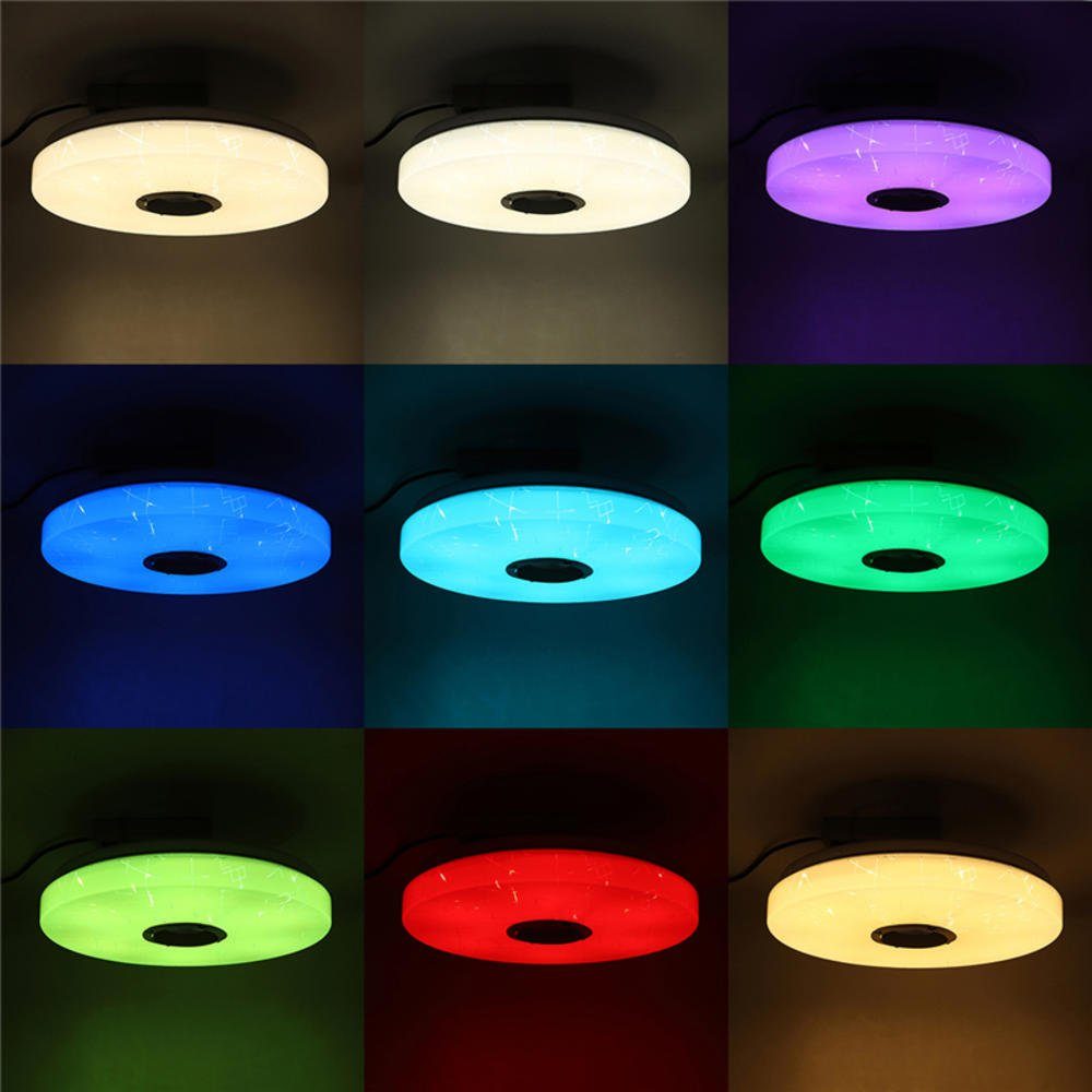 Insma Deckenleuchte, LED fest integriert, Farbwechsler, φ32.5cm Dimmbar mit Bluetooth Lautsprecher Fernbedienung