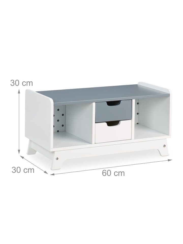 relaxdays Kinderregal in Weiß/ Grau - (B)60 x (H)30 x (T)30 cm günstig kaufen onesize