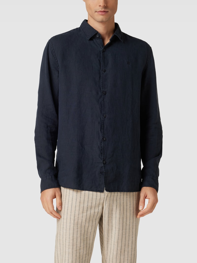 Freizeithemd mit Label-Stitching in dunkelblau
