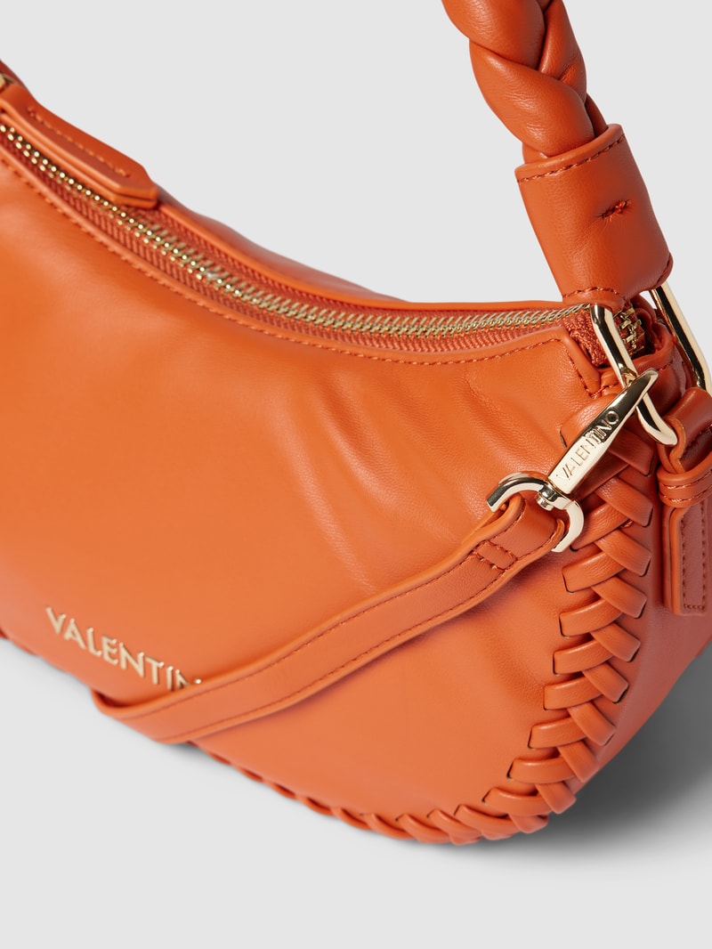 Shoulder Bag mit Flecht-Details Modell 'VARSAVIA' in dunkel orange