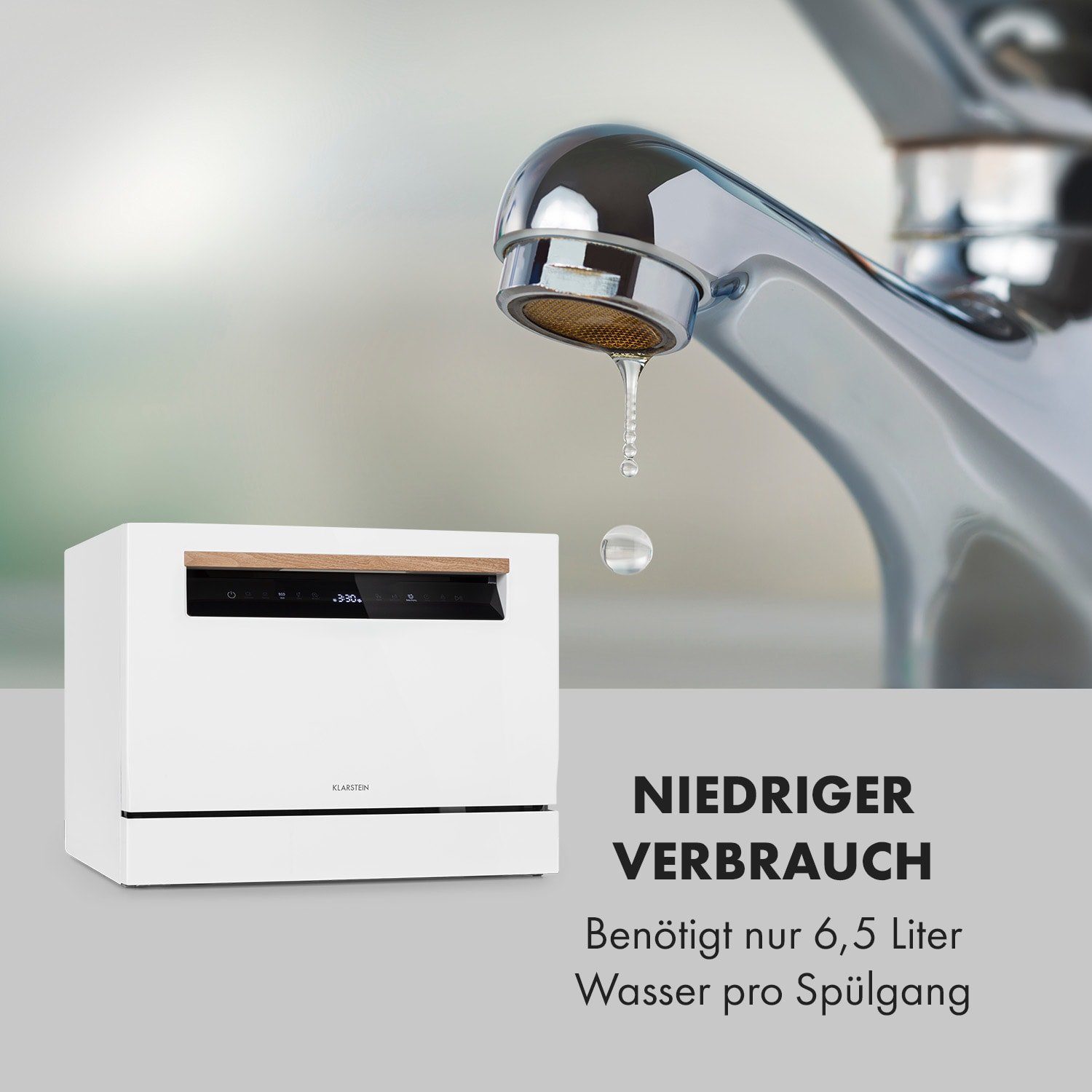 Klarstein Standgeschirrspüler Lagoona Geschirrspülmaschine 1380W 6,5L 6 Gedecke Touch, 10034631, 0 l
