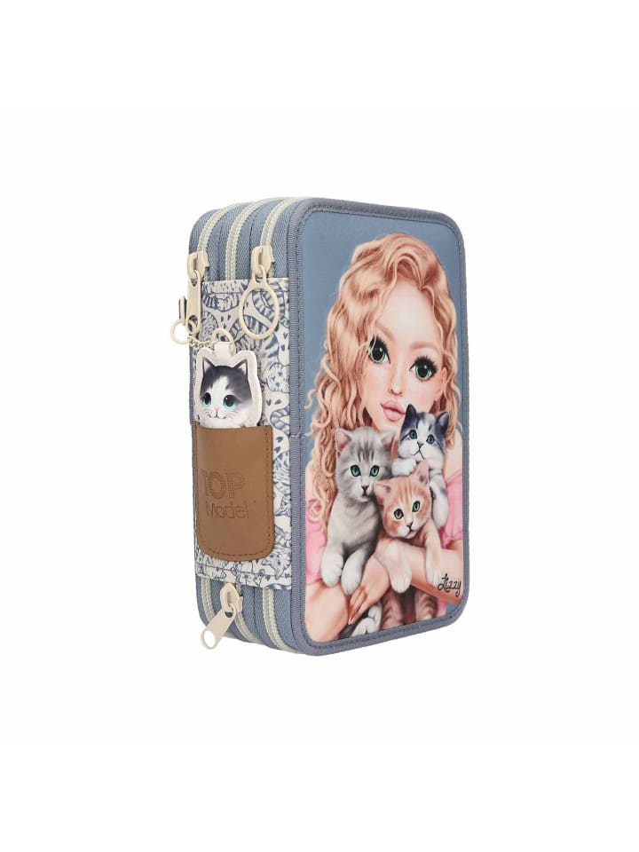 Depesche 3-Fach Federtasche TOPModel 7,5 x 13 x 20 cm in blau-beige günstig kaufen onesize