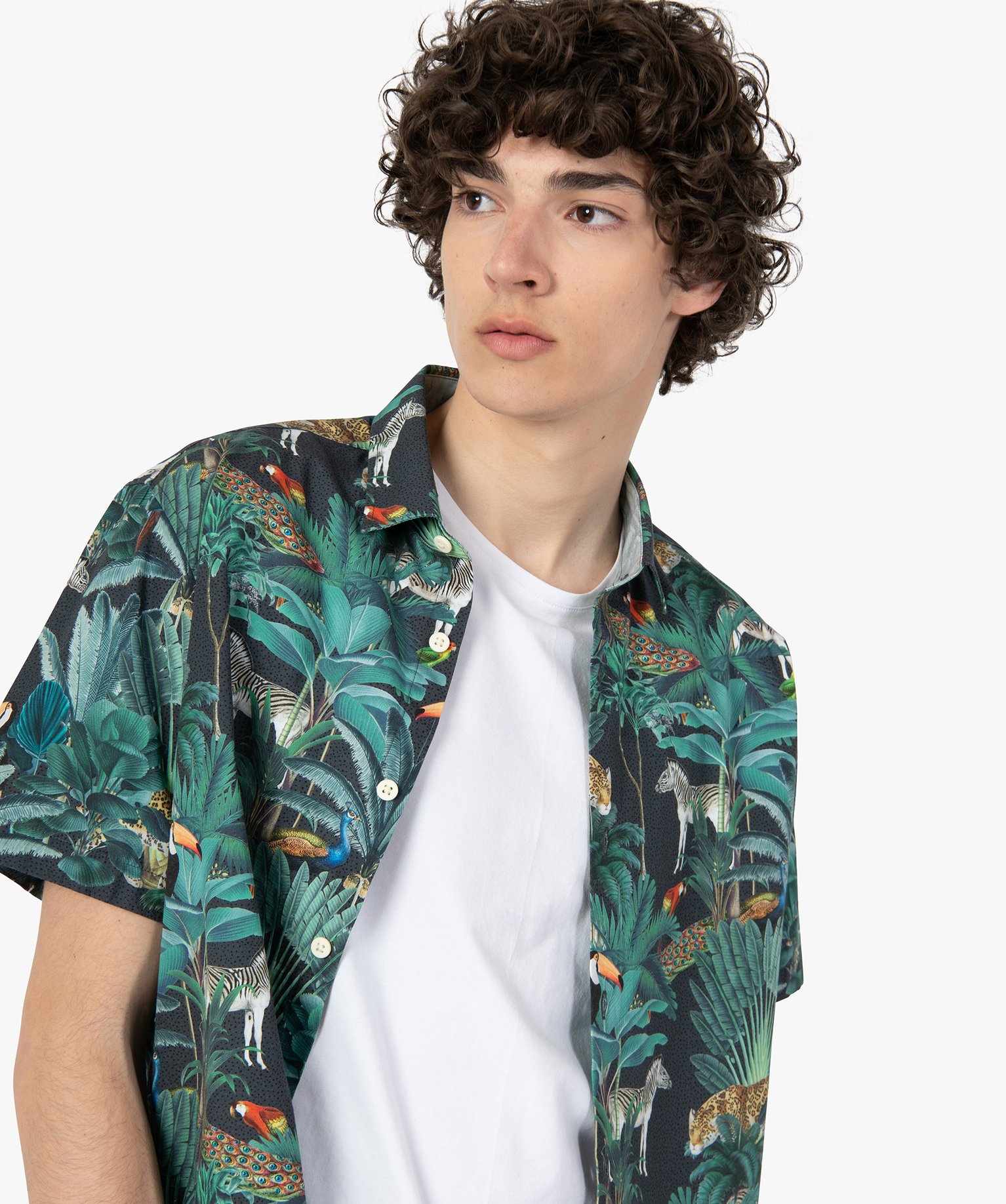 Chemise homme à manches courtes à motifs savane imprime | GEMO