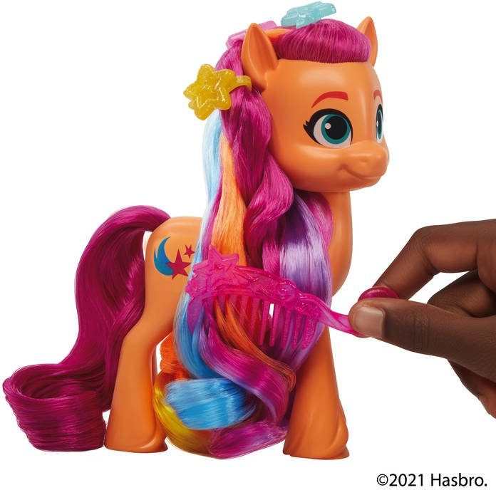 Hasbro Spielfigur My Little Pony, A New Generation - Regenbogenmähne Sunny Starscout, mit langen, pinkfarbenen Haaren und Sternschnuppen-Schönheitsfleck