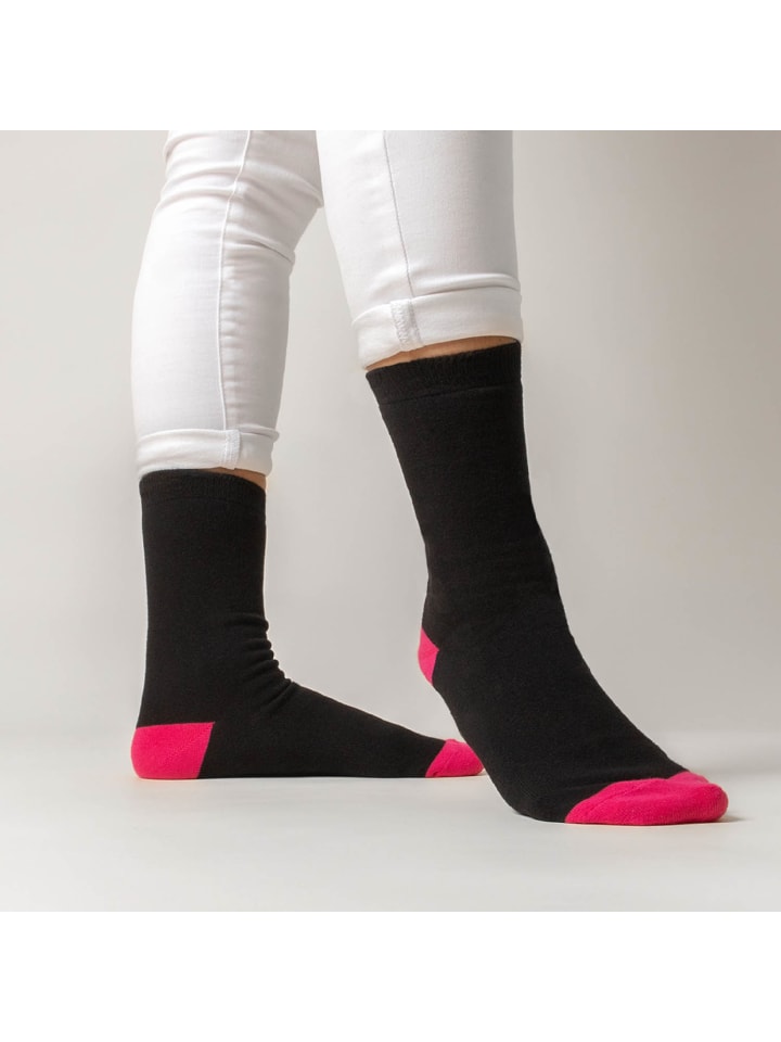 Occulto 10er Pack Muster Baumwollsocken Gertrud in Schwarz-Pink günstig kaufen