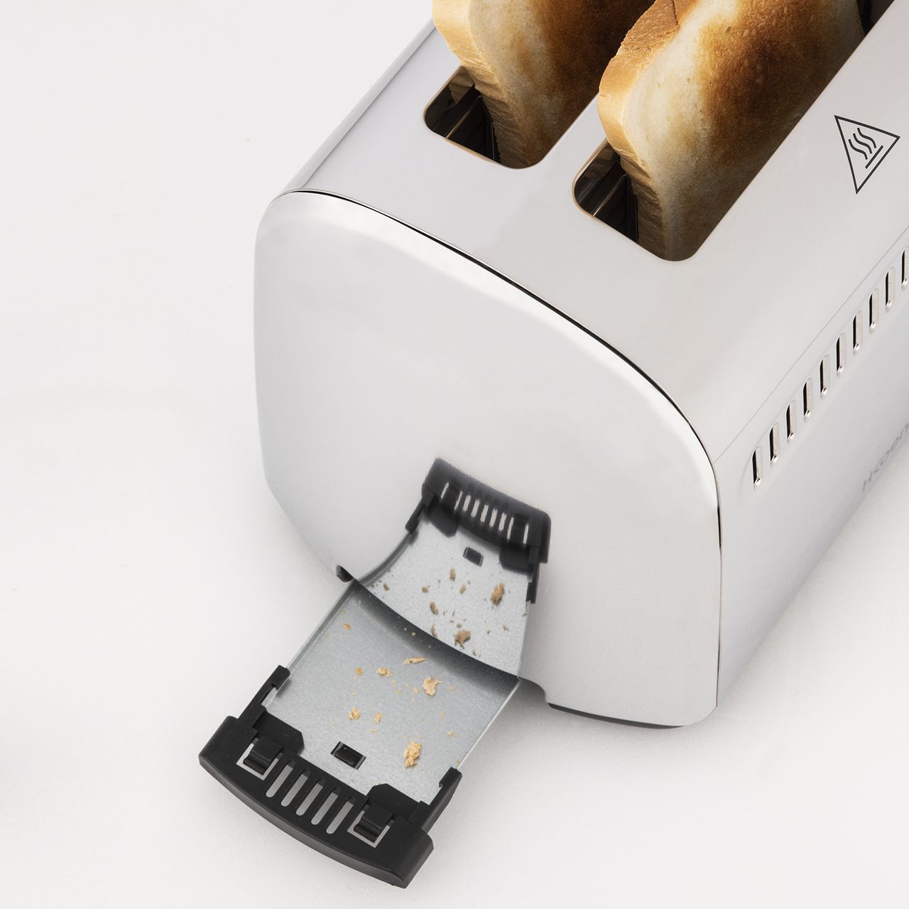 H.Koenig Toaster TOS9 / 2 Breite Schlitze 40mm / Edelstahl / Vintage / 7 Stufen Bräunung / Auftauen / Schnell gleichmäßig / Einfache Reinigung / Silber / 950W