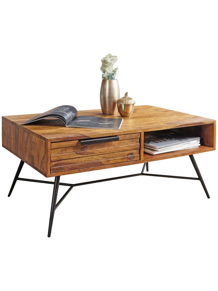 KADIMA DESIGN Couchtisch NISHAN 87 x 41 x 55 cm Massiv Holz, Design günstig kaufen onesize