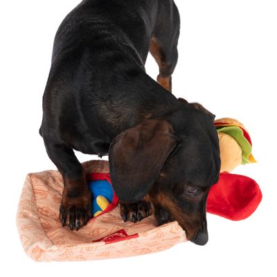 Hundespielzeug Squeaky Burger Menü