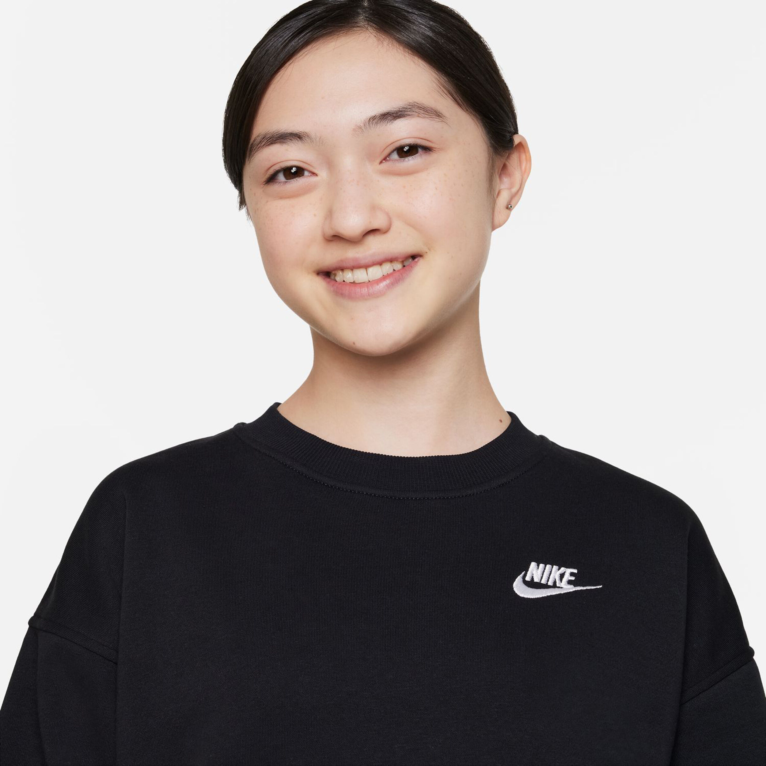 Club Fleece Oversized Crew Sweatshirt Mädchen - Schwarz