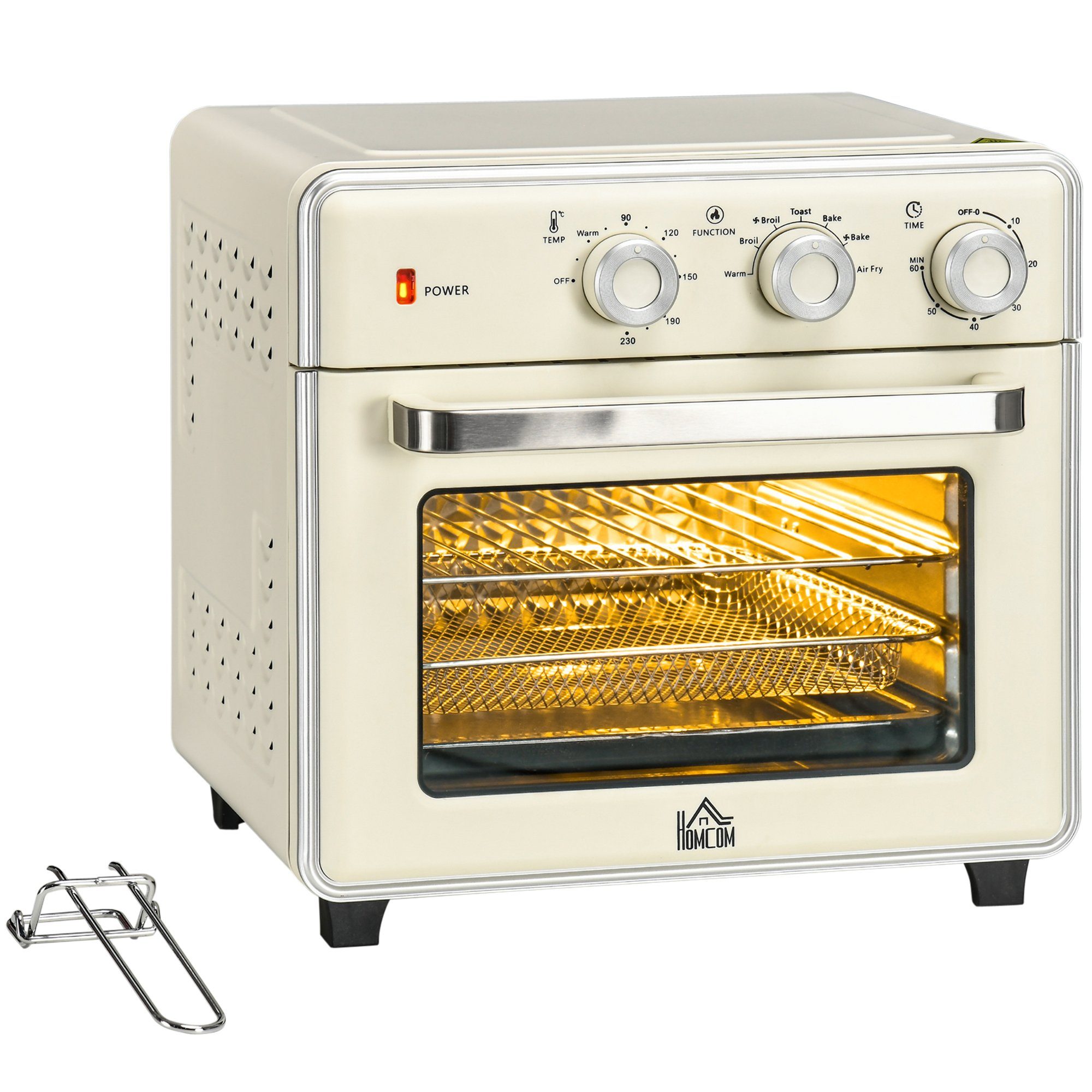 HOMCOM Minibackofen 5-in 1 Mini Ofen, 20 L Fassungsvermögen, 1400W, mit Drehspieß