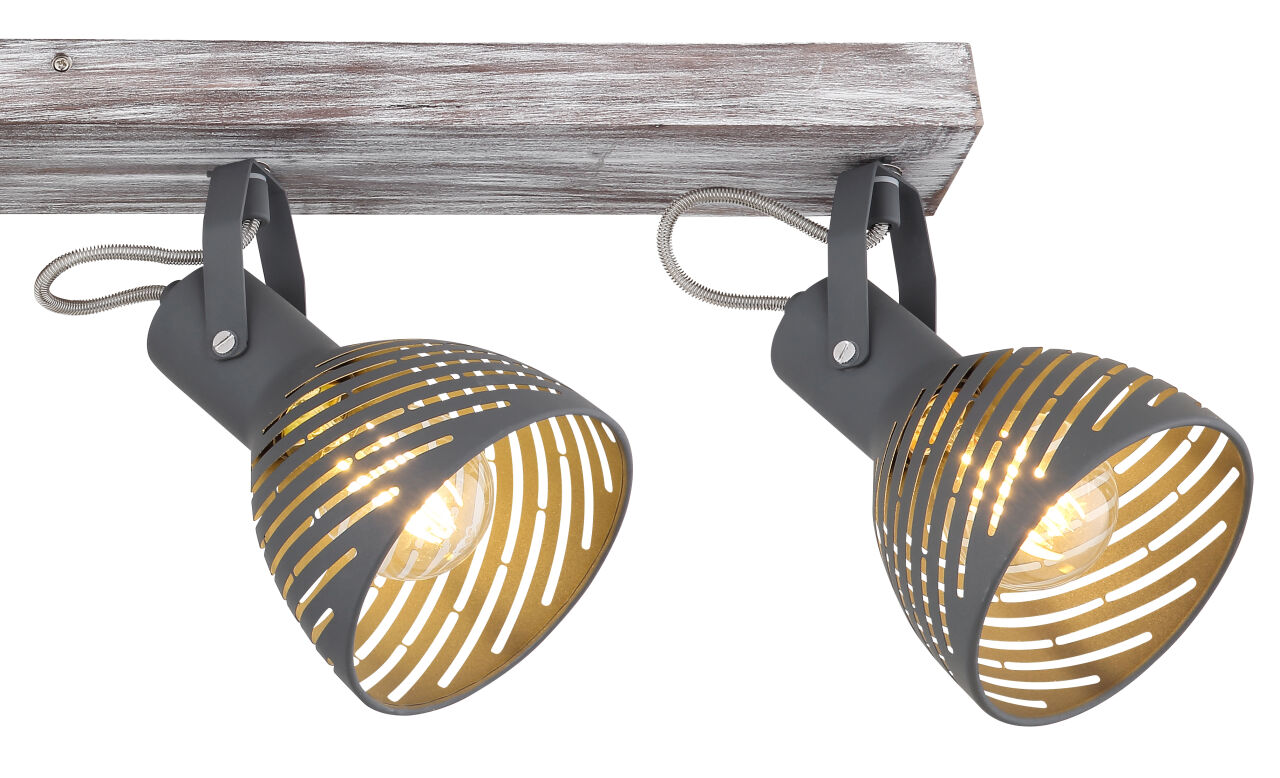 Globo Lighting - MORI - Strahler Holz antik weiß getüncht, 4x E27