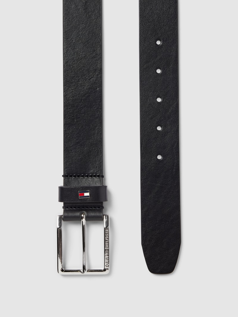 Gürtel aus Leder mit Label-Detail Modell 'OLIVER' in schwarz