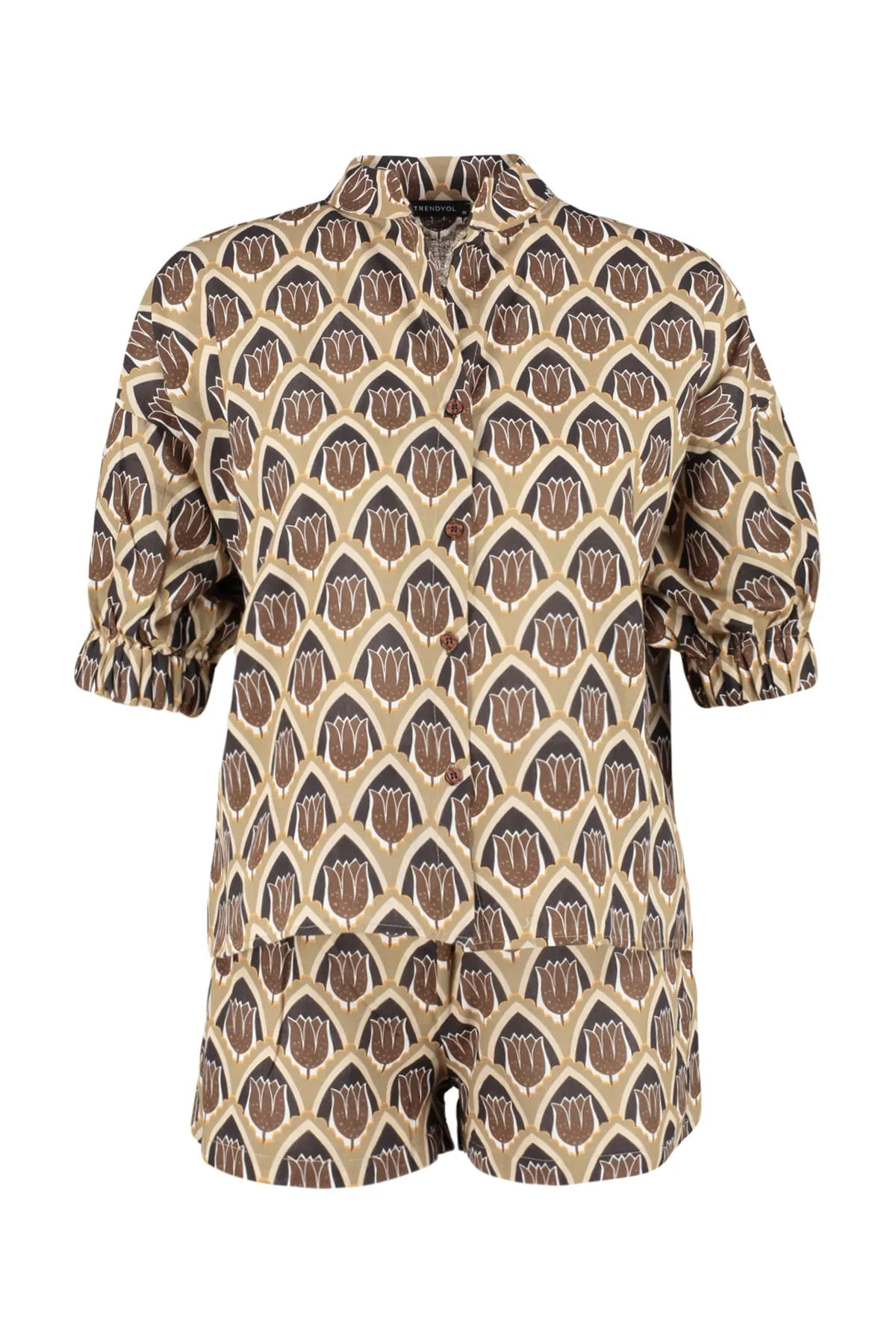 Trendyol Collection  Set aus Hemd und Shorts aus gewebter 100 % Baumwolle mit Blumenmuster TBESS23AU00014