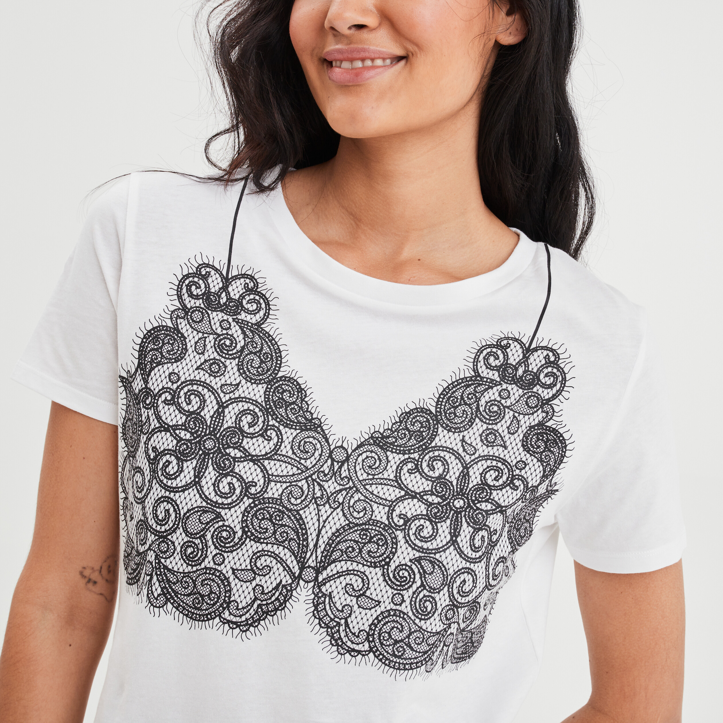 T-shirt manches courtes coton Liberto ecru femme | La Halle