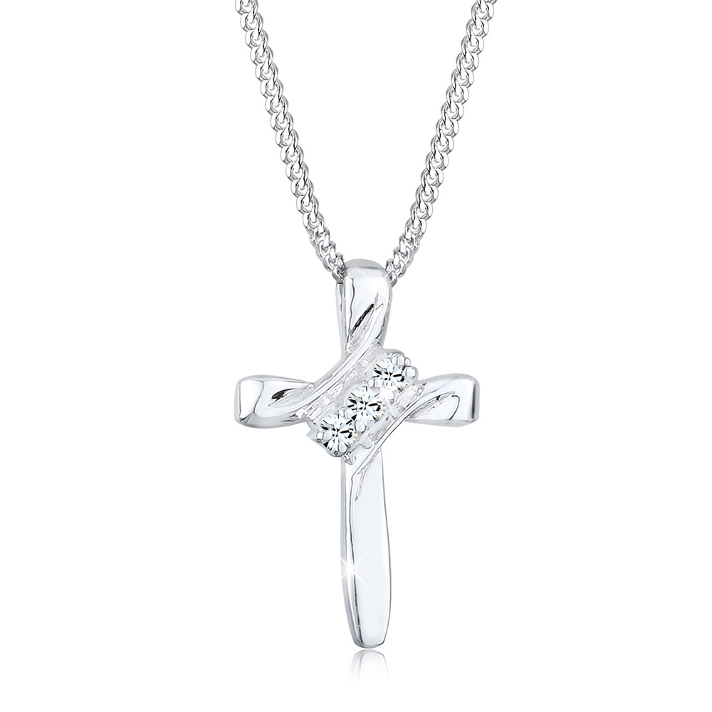 Elli Elli Collier Femmes Croix Religion avec Cristaux en Argent Sterling 925 collier