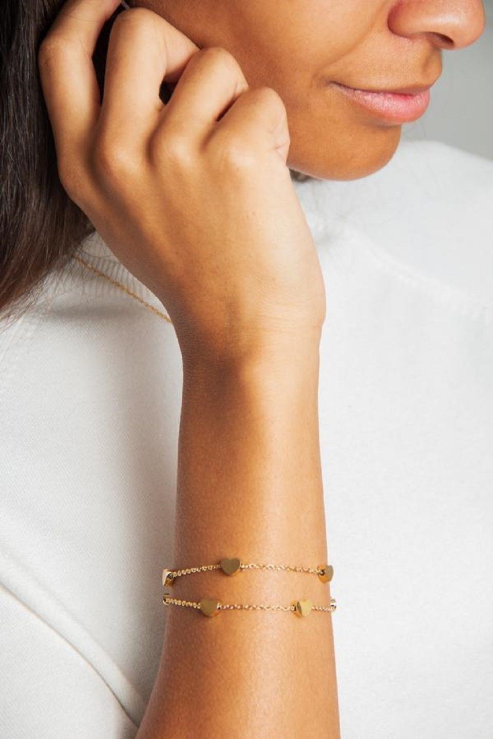 ENGELSINN Armband Schmuck Edelstahl Herzen Gold inkl. Geschenkbox (1-tlg)