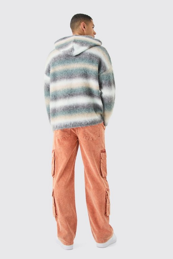 Gestreifter Hoodie in Sage