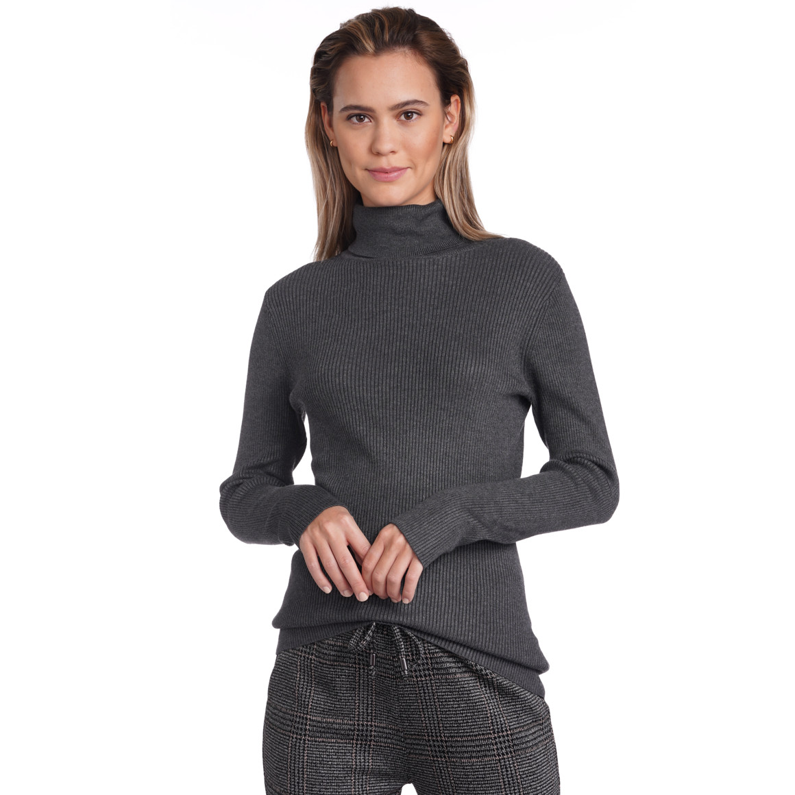 Damen Rollkragenpullover gerippt