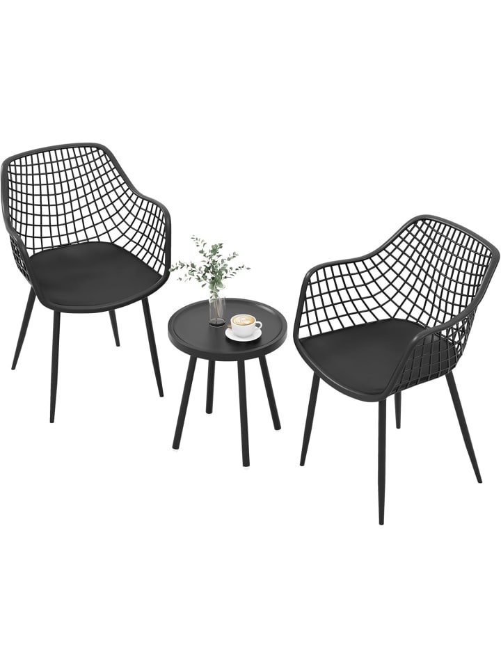 COSTWAY 3 tlg. Balkonmöbel Set in Schwarz günstig kaufen onesize