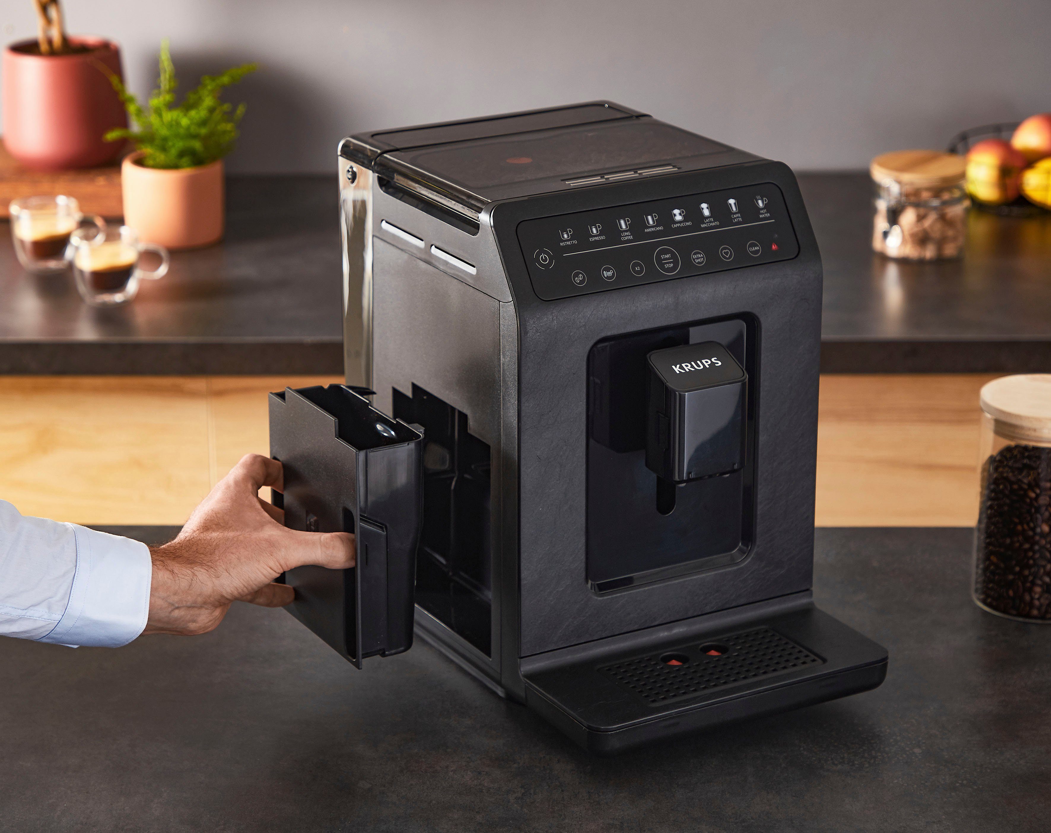 Krups Kaffeevollautomat EA897B Evidence ECOdesign, aus 62%* recyceltem Kunststoff, bis zu 90% recycelbar, inkl. Emsa Travel Mug im Wert von UVP 25,99