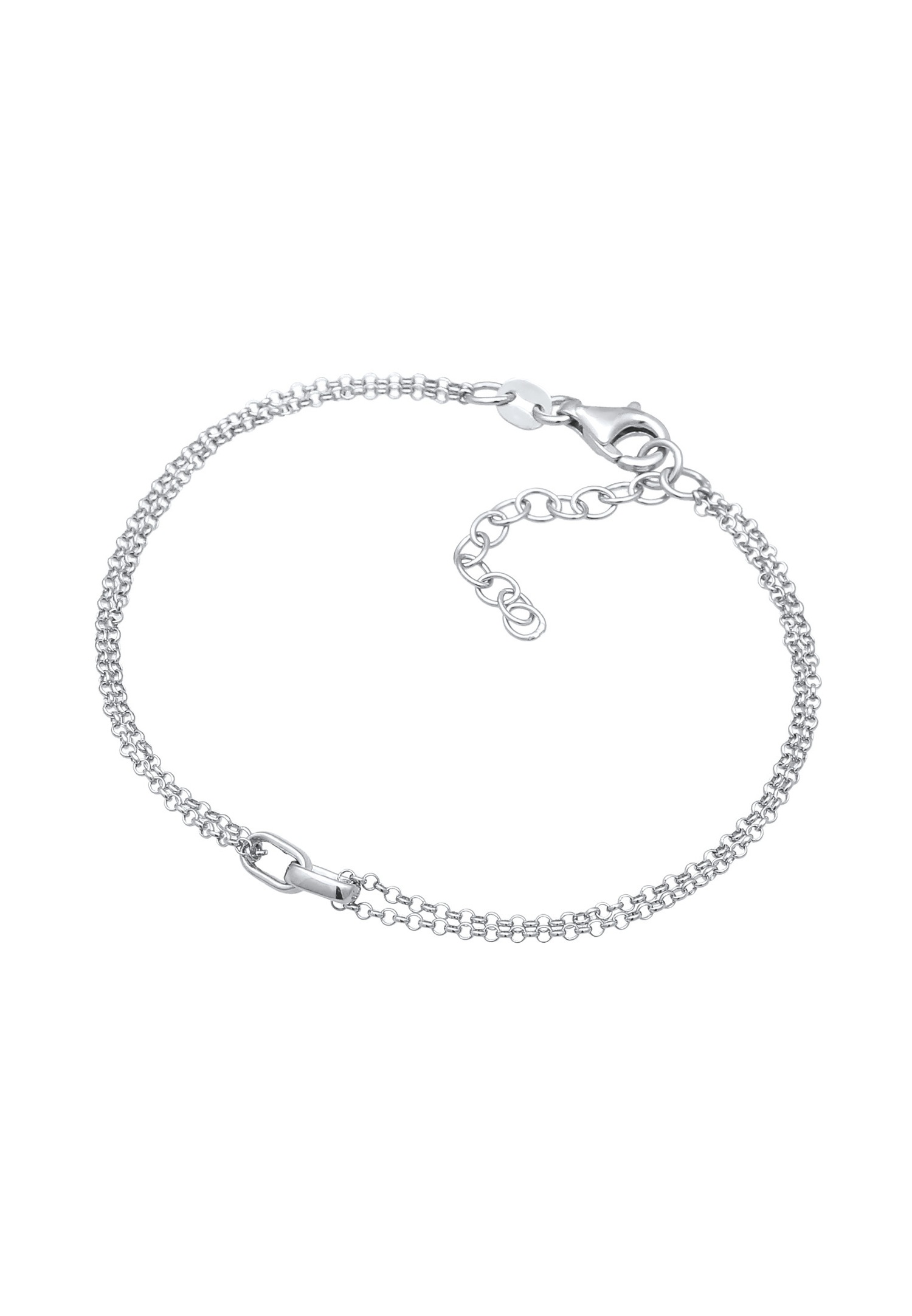 Pulsera Elli sin piedra, cadena color melocotón para mujer, plata de ley 925, 16 cm