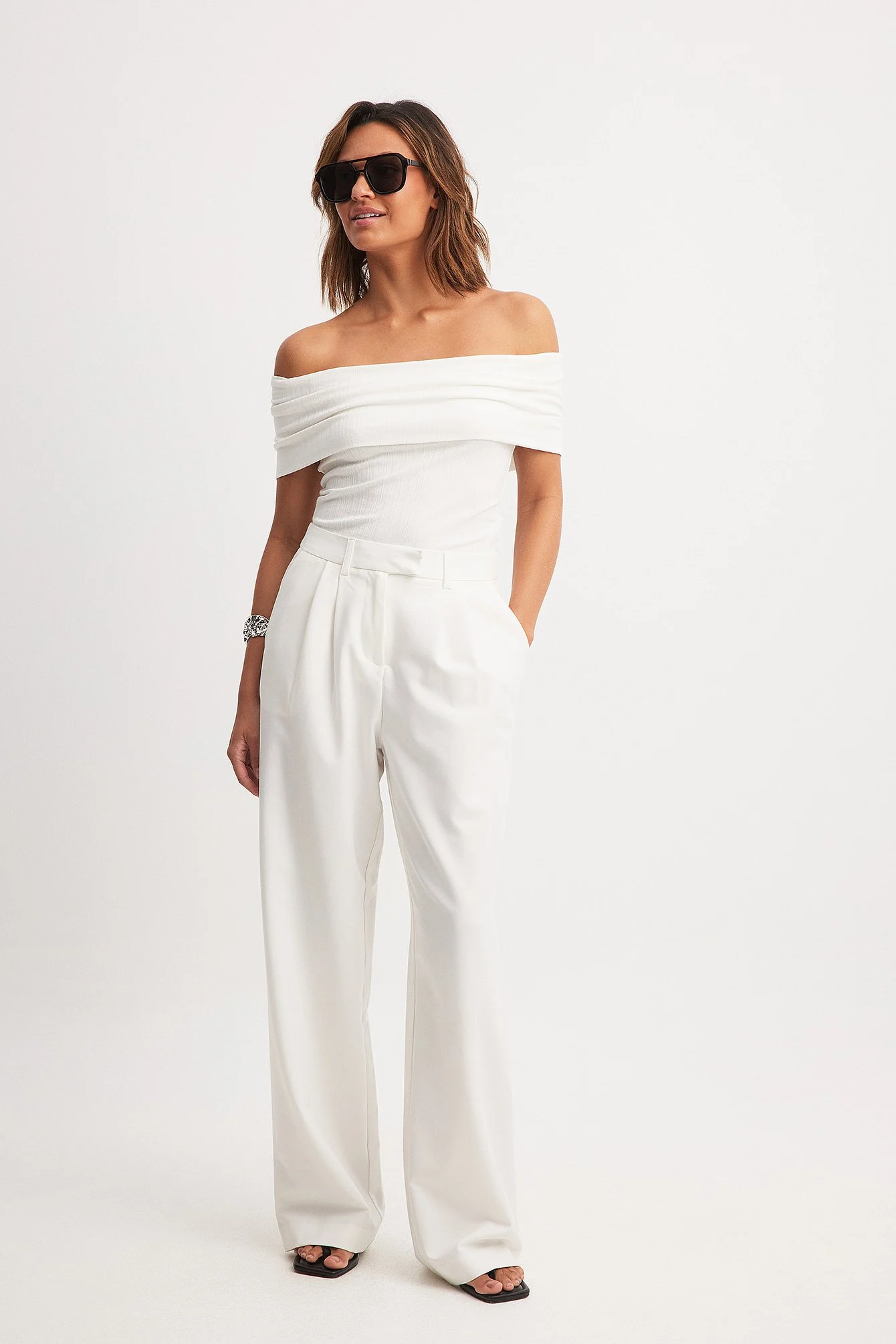 Geripptes Off-Shoulder-Top