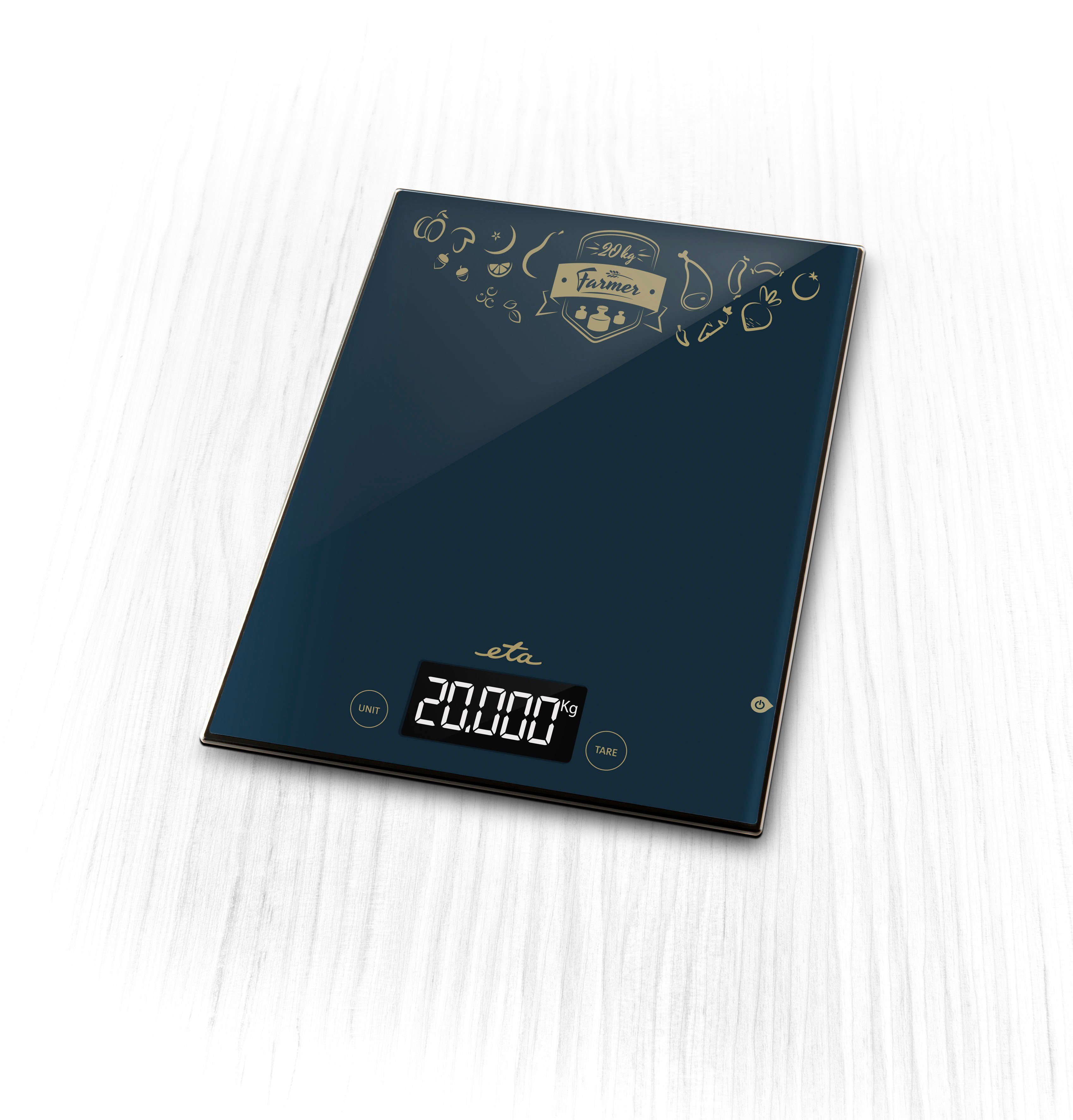 eta Küchenwaage FARMER ETA477790000, (1-tlg), Touch-Display, TARE Funktion-Zuwiegen, bis 20 Kg, Mess-Einheit 1g
