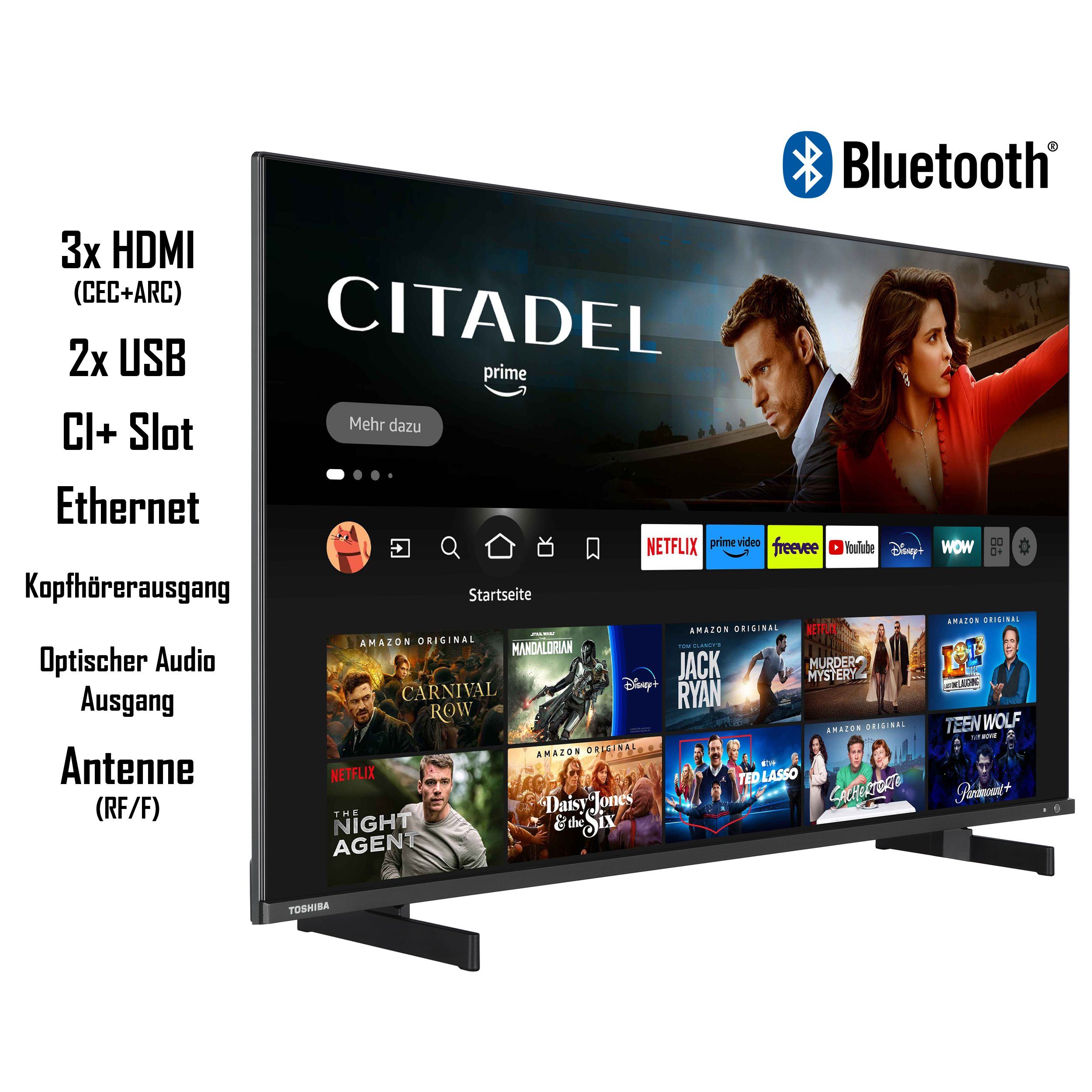 Toshiba 43QF5D63DA QLED-Fernseher (108 cm/43 Zoll, 4K Ultra HD, Fire TV, HDR Dolby Vision, Triple-Tuner, Alexa Built-In, Sound by Onkyo)